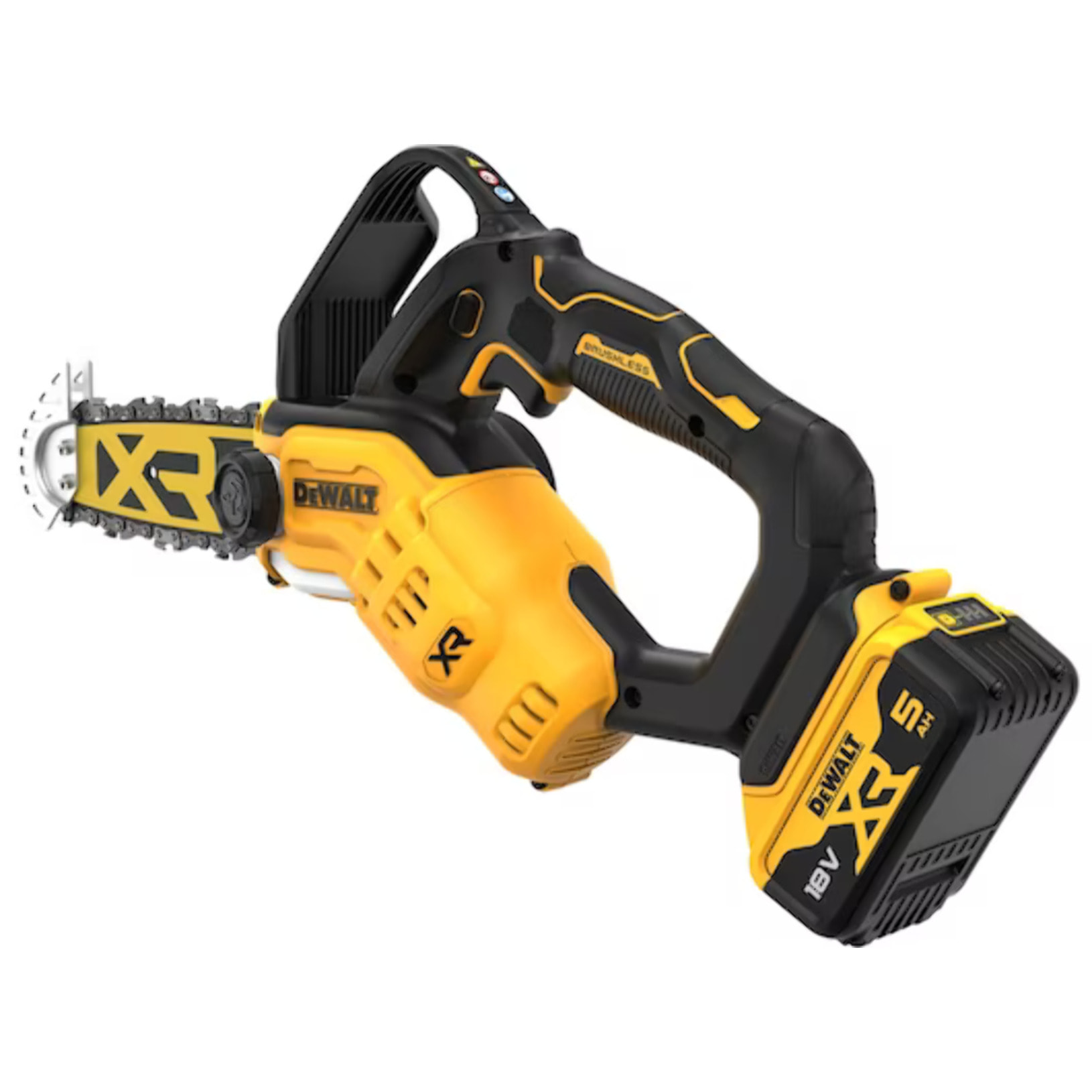 Tronçonneuse élagueuse DEWALT XR 18V Brushless - 1 batteries 5.0 Ah, chargeur + accessoires - DCMPS520P1-QW