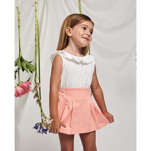 BLUSA CUELLO VOLANTE CENEFA ROMBOS BLANCO