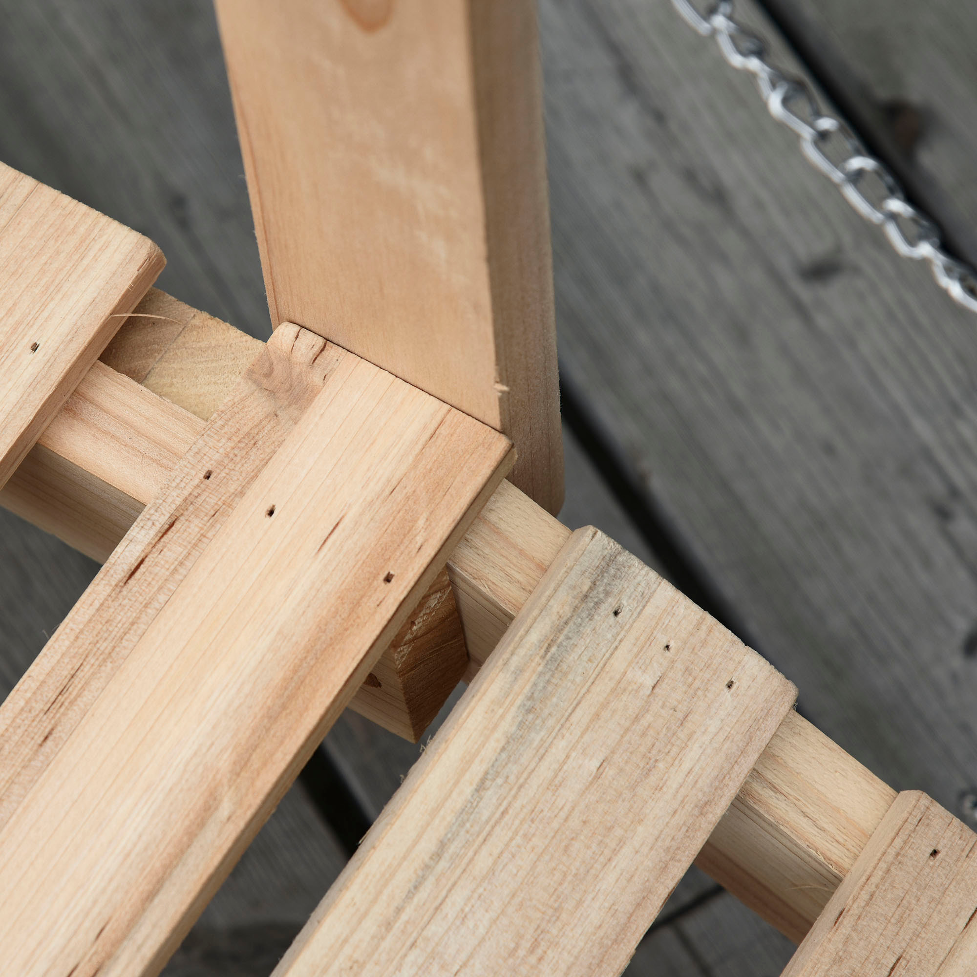 Puente de Jardín de Madera con Pasamanos de Cadenas Metálicas Puente Decorativo para Estanque Carga 5 kg para Decoración Patio 100x32x48 cm Madera Natural