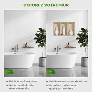 Stickers muraux 3D | Sticker Mural Autocollant effet 3D Vases en bois blanc - Stickers adhésifs 3D Chambre Salon Trompe l'oeil