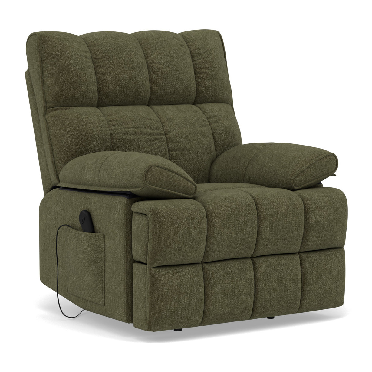 Chandler - Fauteuil relax électrique en velours texturé - Vert
