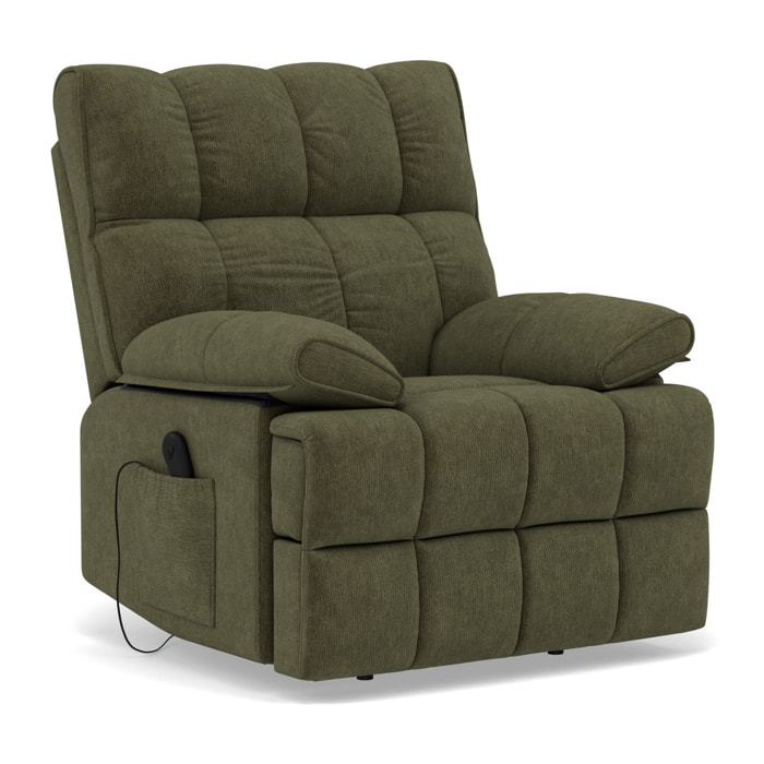 Chandler - Fauteuil relax électrique en velours texturé - Vert