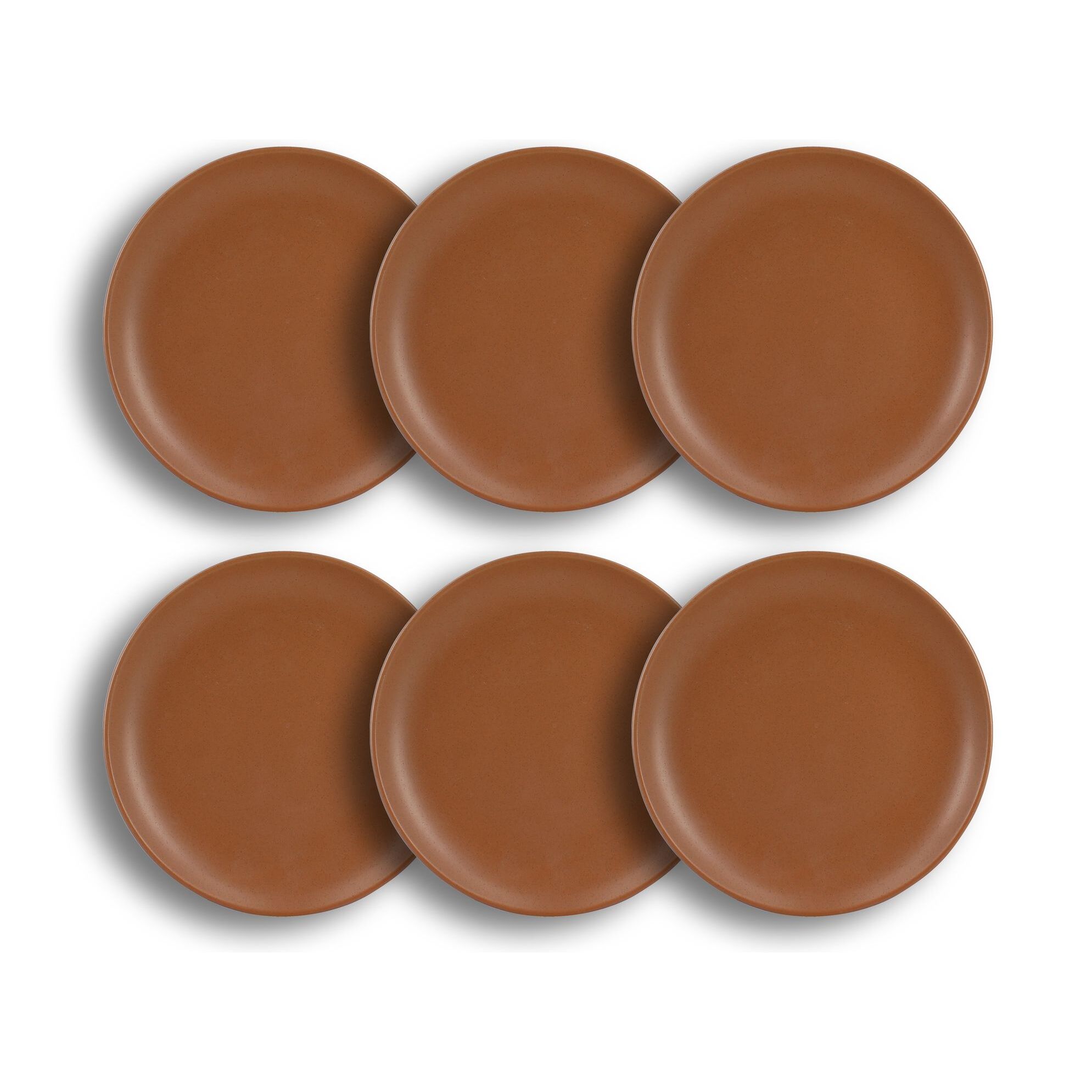 Lot de 6 assiettes à dessert marron en grès 20,5cm ARITA