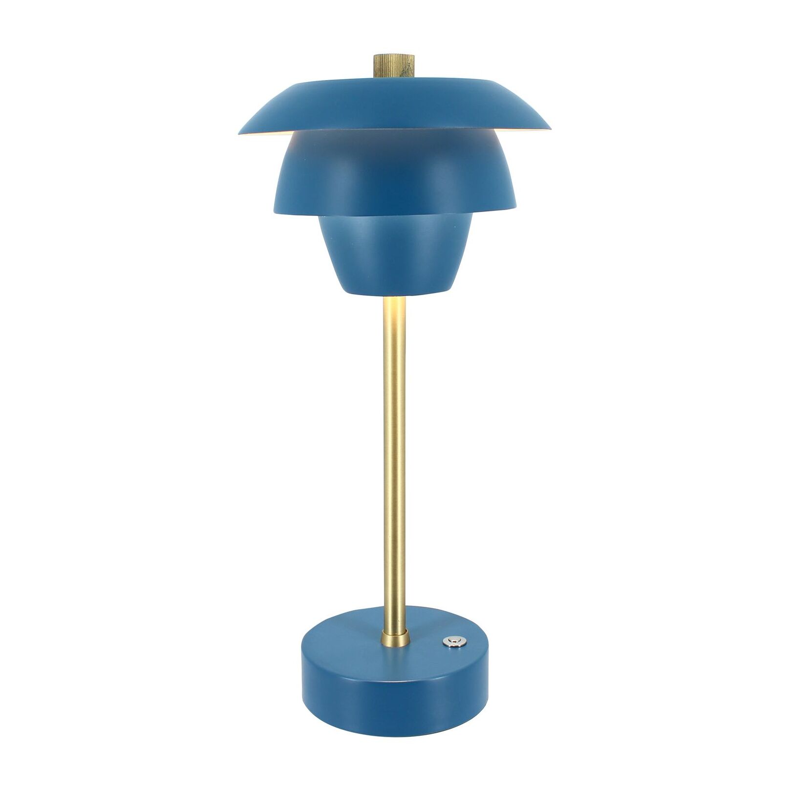 Lampe à poser rechargeable en métal bleu et doré MOXY