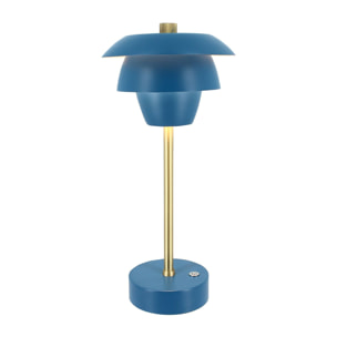 Lampe à poser rechargeable en métal bleu et doré MOXY