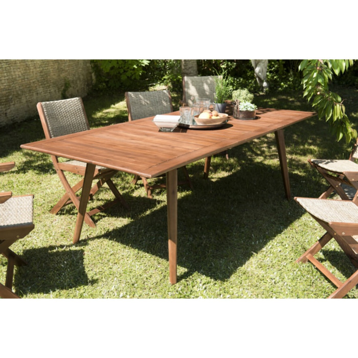 VICK - Table de jardin 8/10 personnes - extensible 180/240x100x75 cm en bois Acacia
