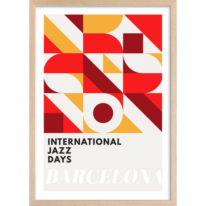 Poster international jazz days barcelona Affiche + cadre en bois - Chêne