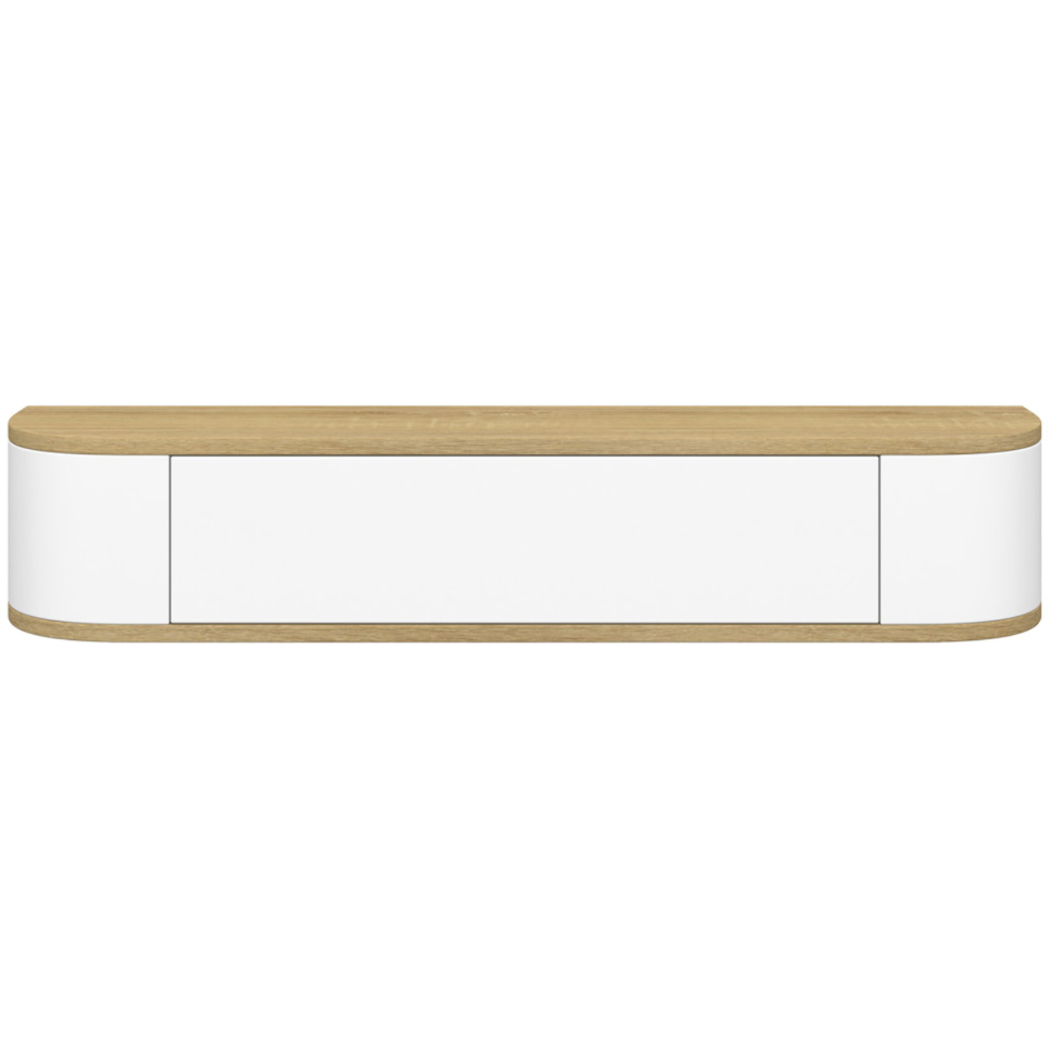 Console suspendue Elora 1 porte effet hêtre et blanc