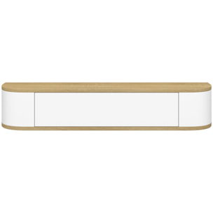 Console suspendue Elora 1 porte effet hêtre et blanc