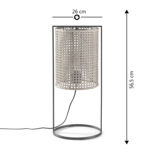 Lámpara de mesa Sumi de ratán natural, diámetro 26 cm
