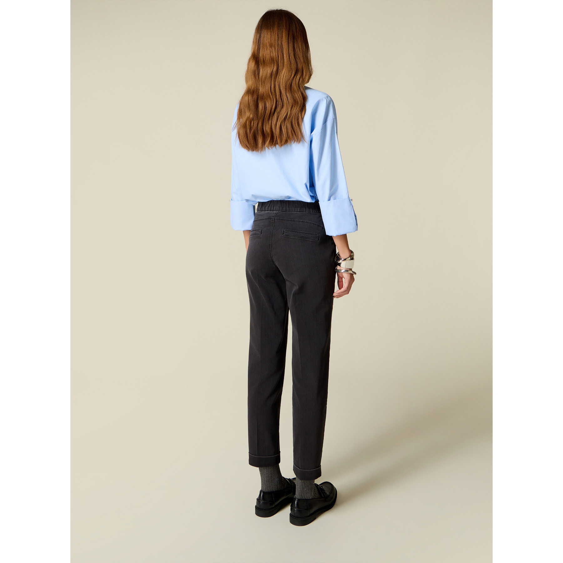 Oltre - Jeans chinos con vita elasticizzata - Nero