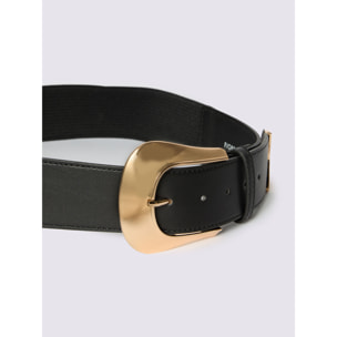 Fiorella Rubino - Cintura con fibbia oversize dorata - Nero