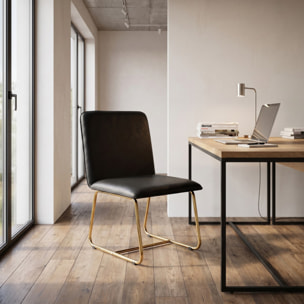 Sedia Imbottita in Similpelle con Gambe Oro, Design Moderno ed Elegante per Sala da Pranzo, Cucina, Soggiorno, Studio e Ufficio