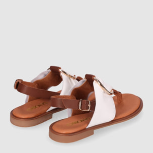 Sandalias de Piel - Blanco - Tacón: 1 cm