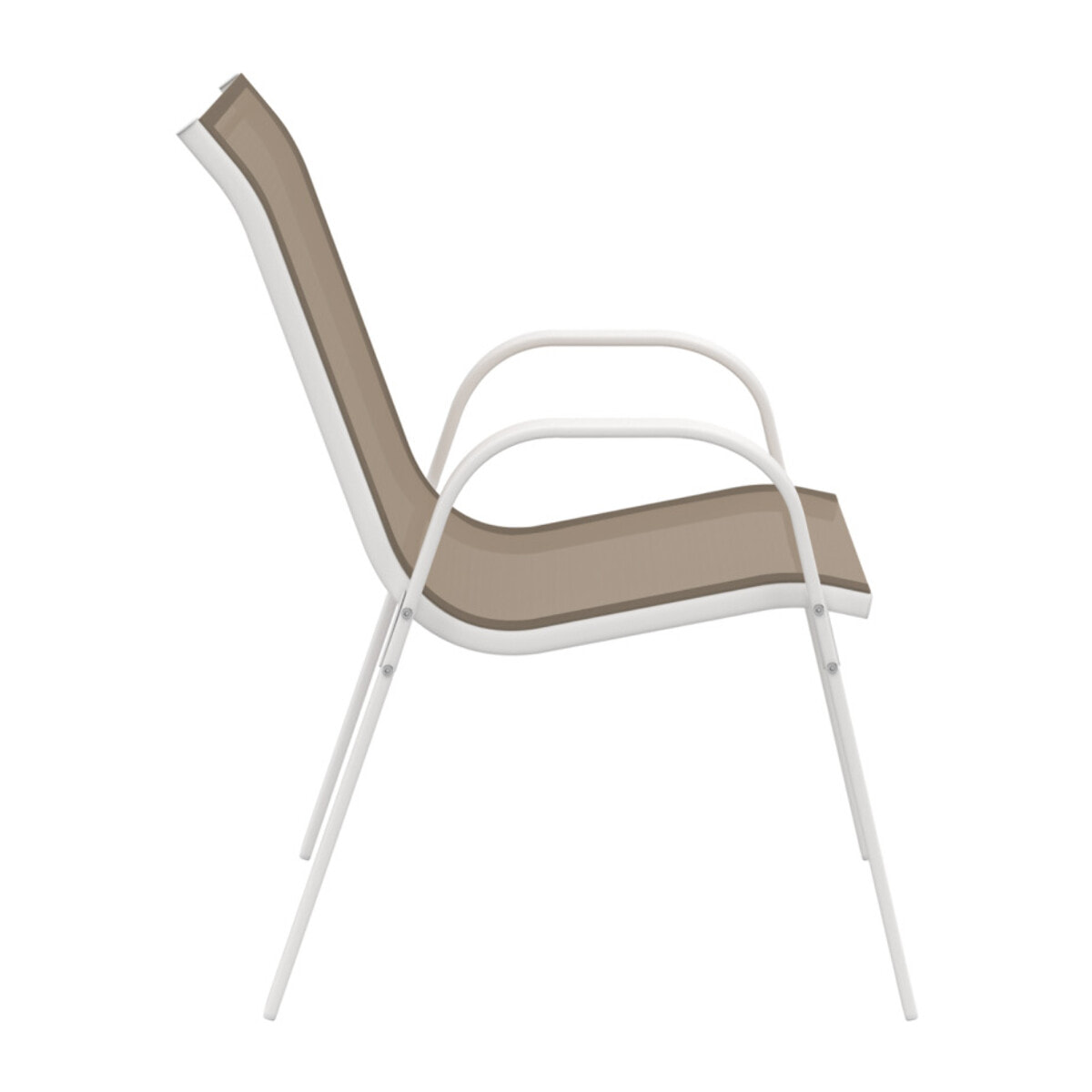 Chaises de jardin empilables textilène blanc beige - lot de 4