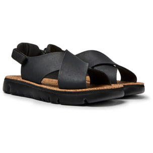 Sandali - CAMPER Oruga - Nero - Pelle (Pelle di vitello con aspetto di gomma) / Tessuto tecnico (PET riciclato)