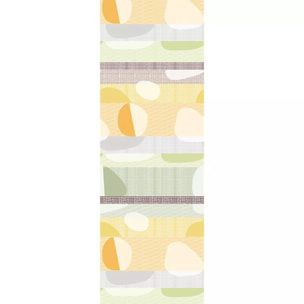 Chemin de table pur coton 205 g/m² motif jacquard vert orange Mille galets terre cuite