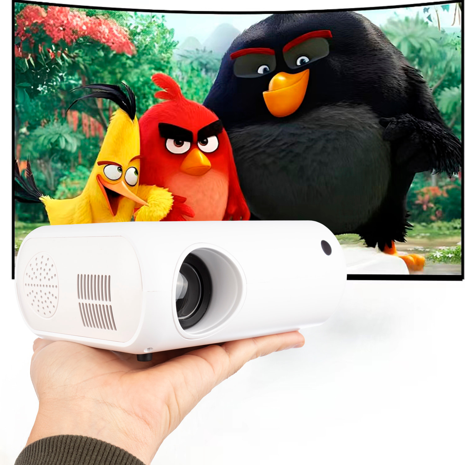 Videoproiettore LCD M8 con 100 lumen ANSI, immagine da 20 a 80 pollici, supporto Full HD 1080p, duplicazione dello schermo wireless e cablata.