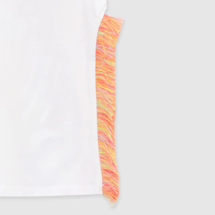 T-shirt stampa zebra con frange