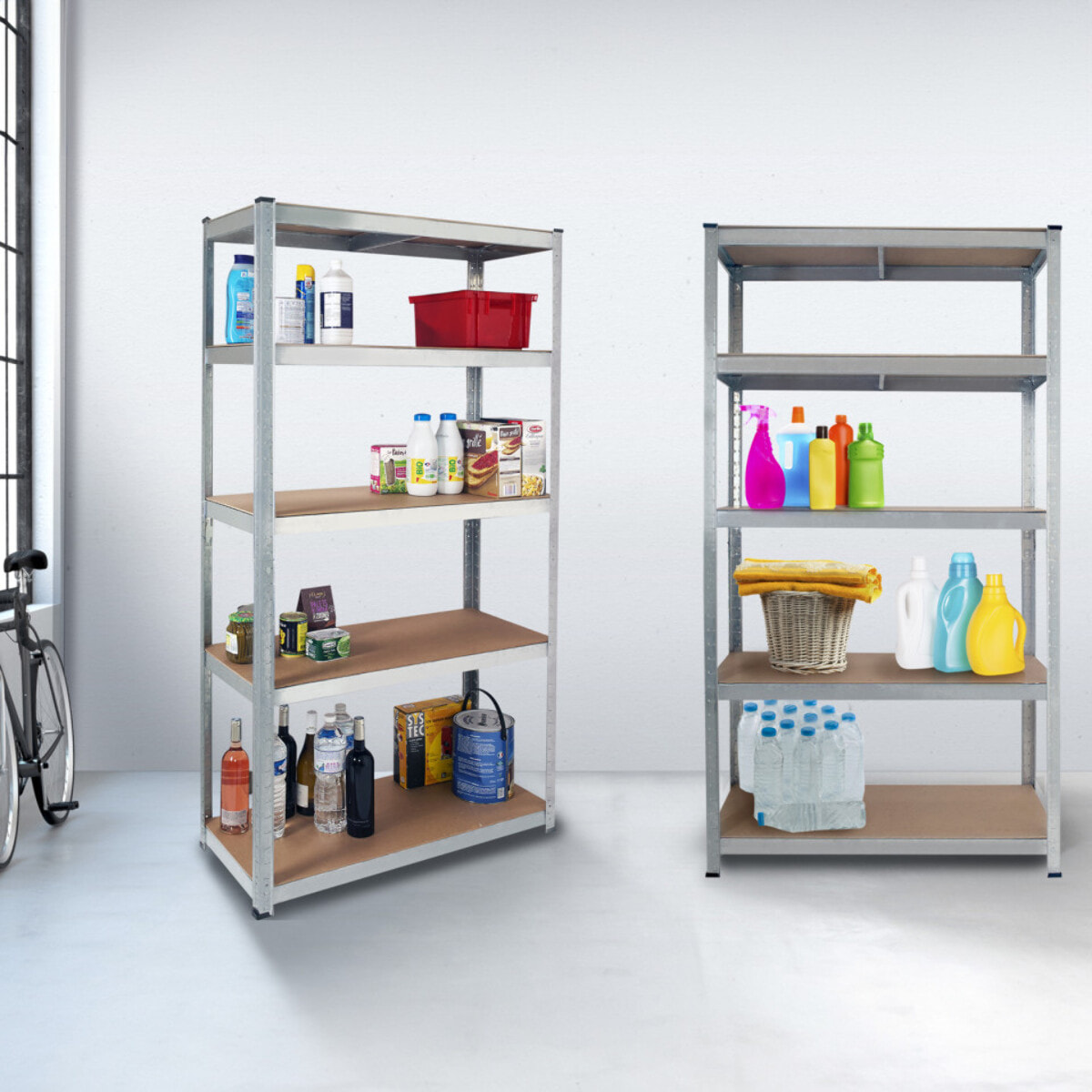 Etagère charge lourde 180cm - Bois aspect vieilli / Noir