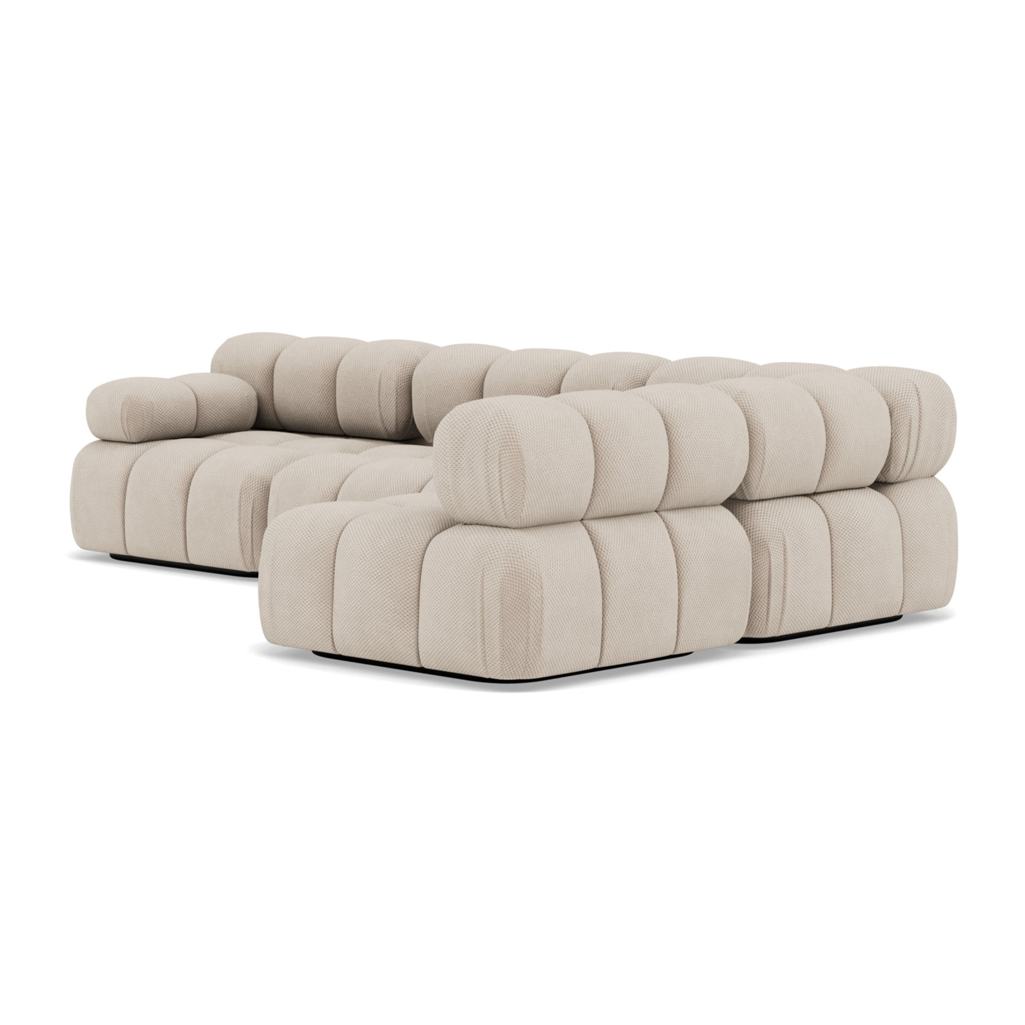 Ruby - canapé modulable d'angle droit 5 places en velours texturé - Beige