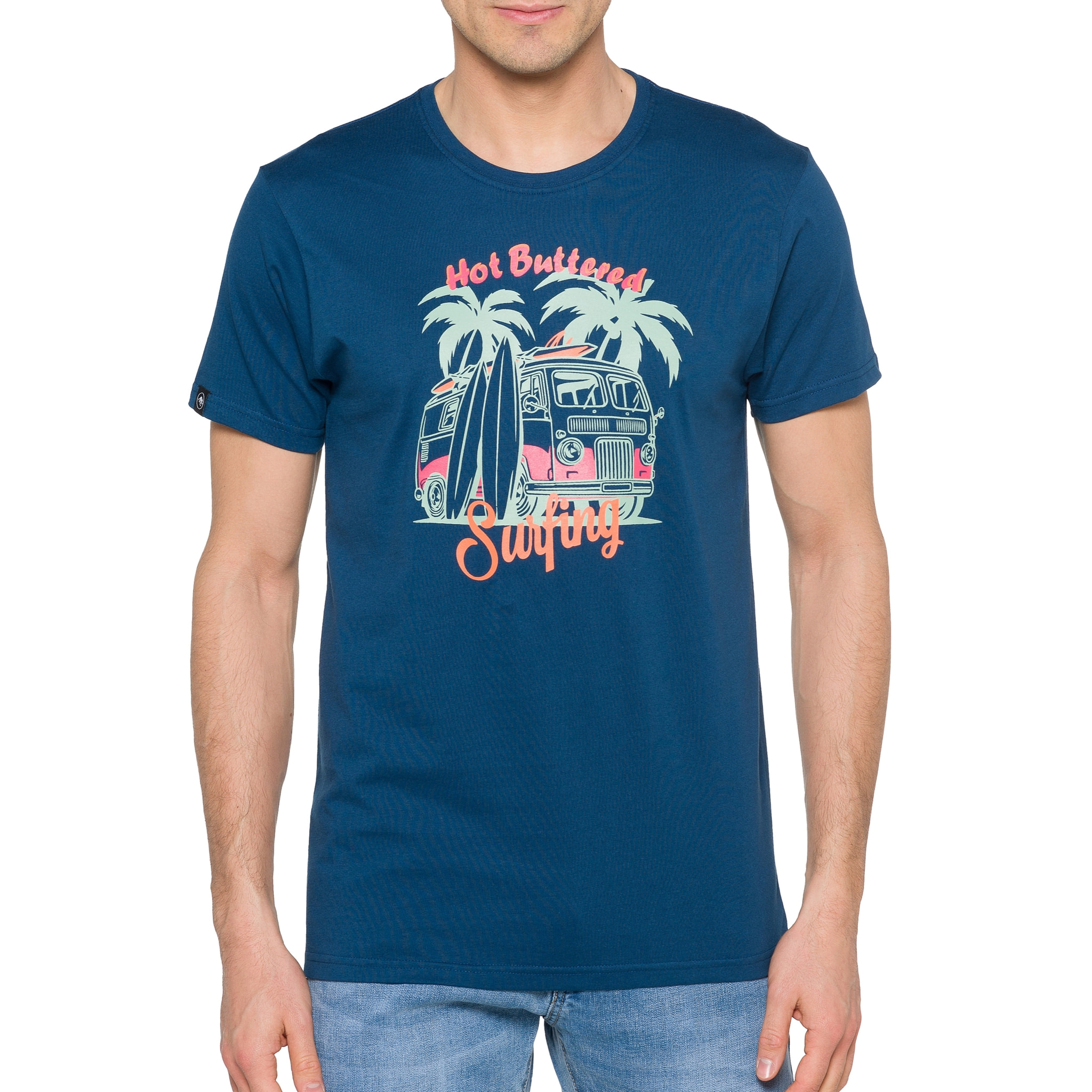 T-shirt in cotone 150 gr Magnetic Hot Buttered Blu Indigo.