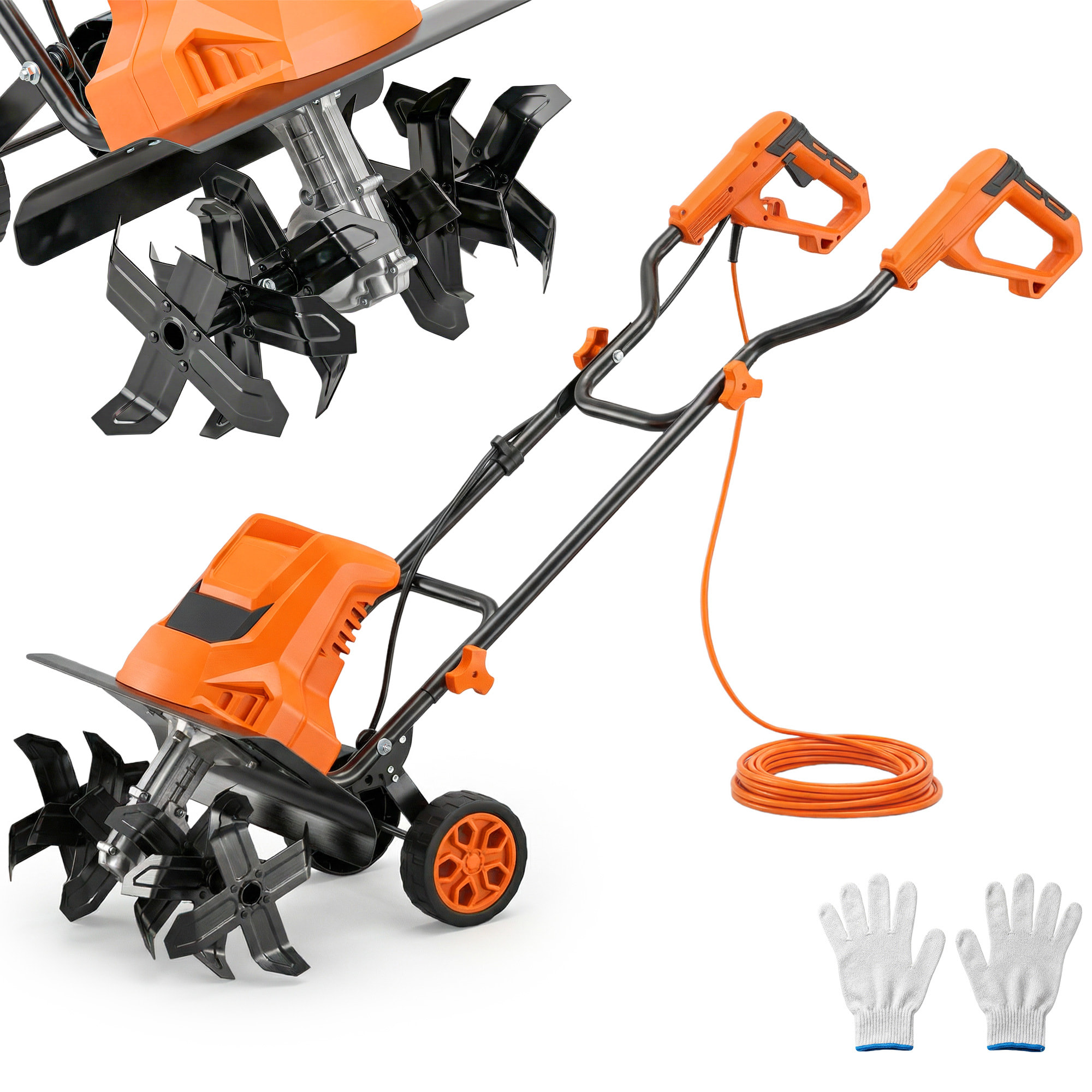 Motobineuse électrique 1500W 40cm 6 fraises acier orange