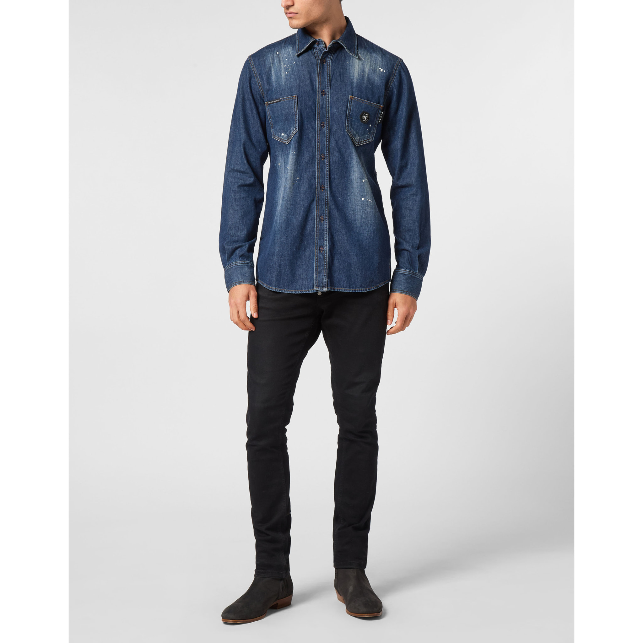 PHILIPP PLEIN Camisa vaquera SKULL&BONES