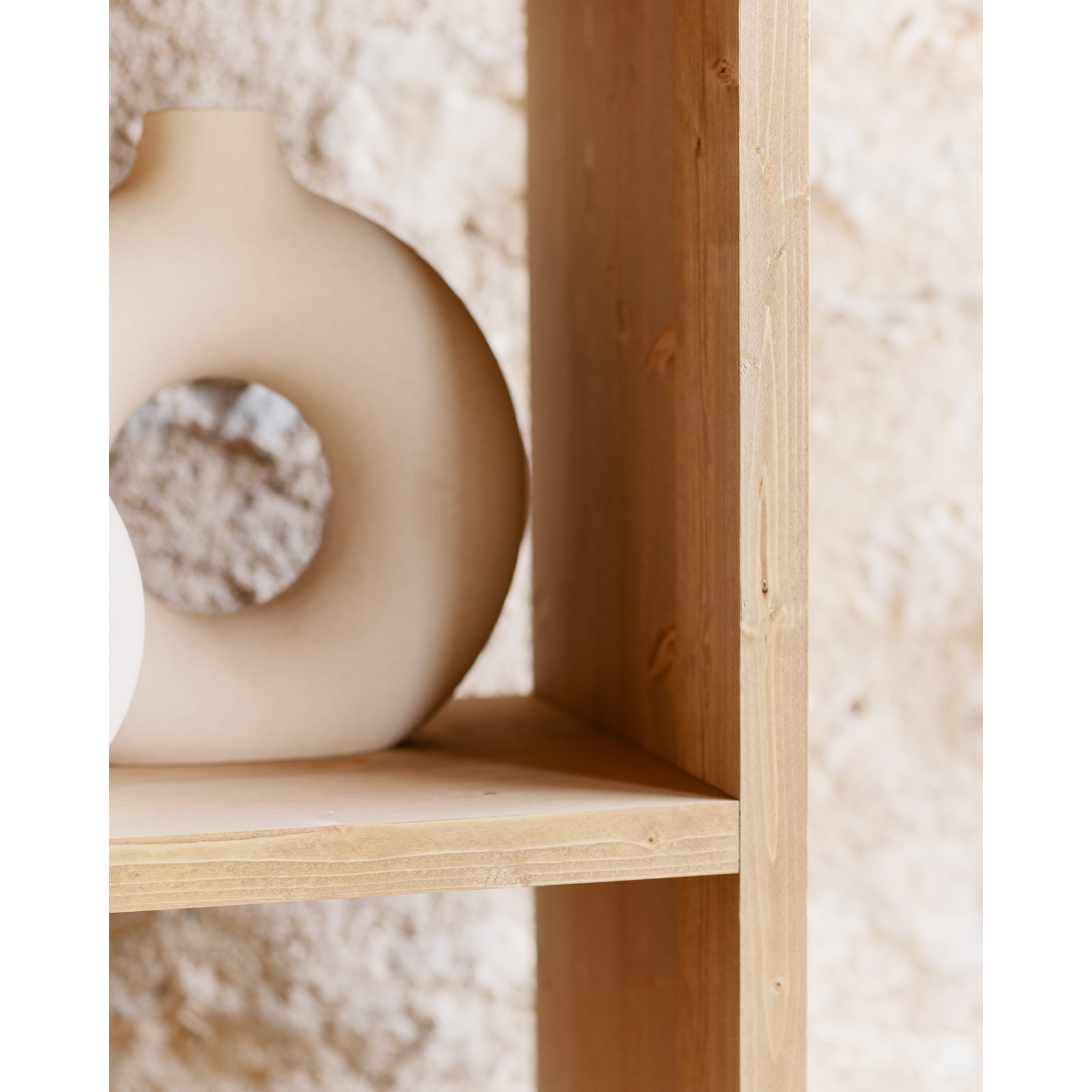 Étagère en bois massif ton chêne moyen de 180x60cm Hauteur: 180 Longueur: 60 Largeur: 35