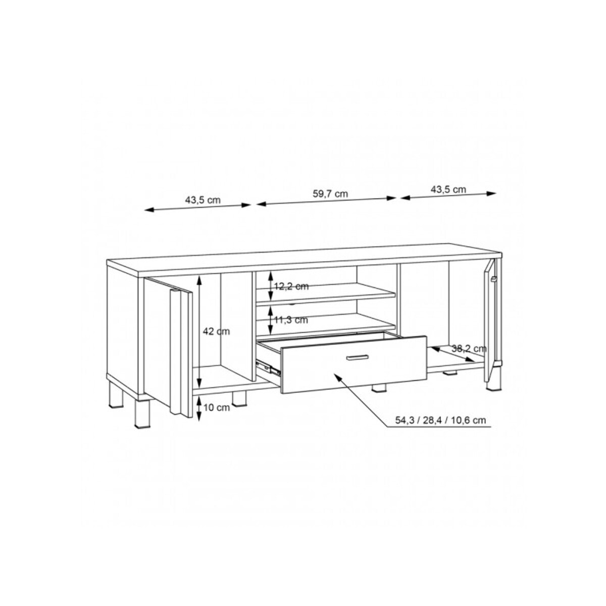 Meuble TV en bois effet chêne et noir L155cm - YAL