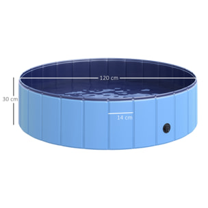 Piscina Plegable para Mascotas de PVC Madera Φ120x30 cm Azul