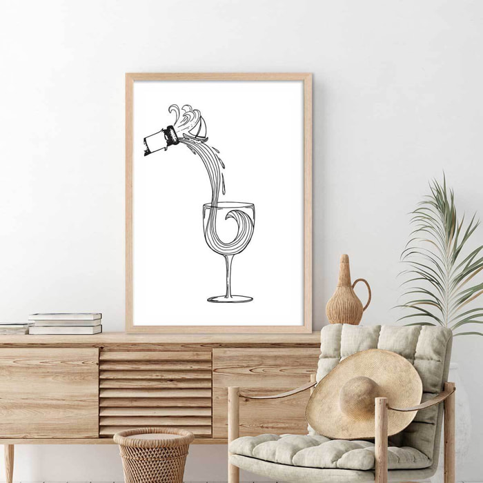 Poster vin des landes Affiche + cadre en bois - Chêne