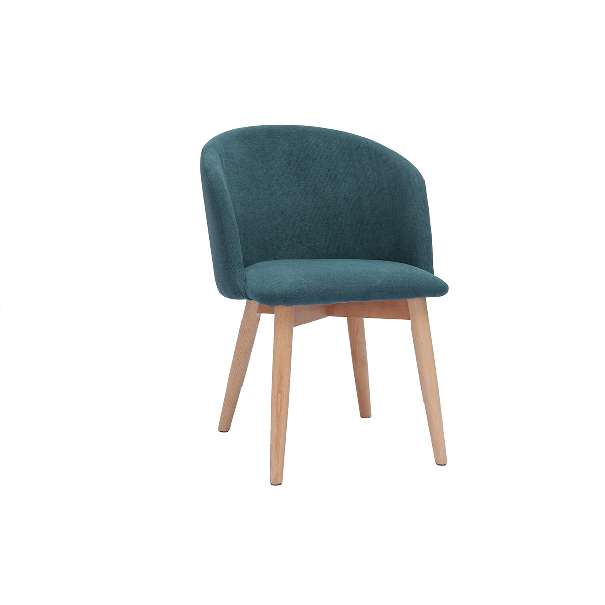 Chaises scandinaves en tissu effet velours bleu canard et bois clair massif (lot de 2) VANITY