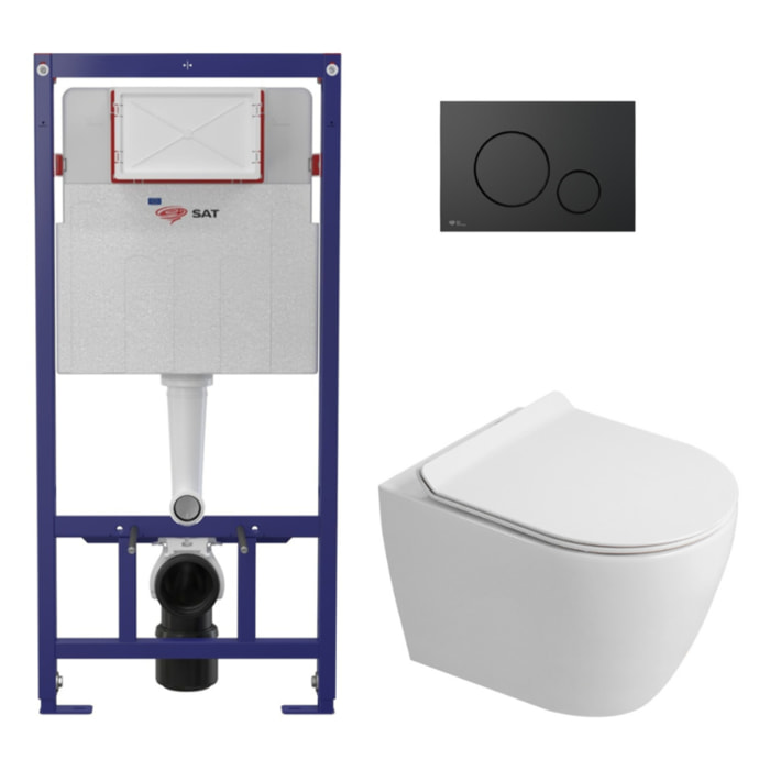 Pack WC bâti-support + WC sans bride Ceramia PixL avec abattant SoftClose + plaque noir (STCEPXWT03-FR)
