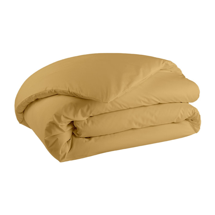 Parure de lit Housse de couette + Taies rectangles en percale de coton, PREMIÈRE, Jaune Sahara