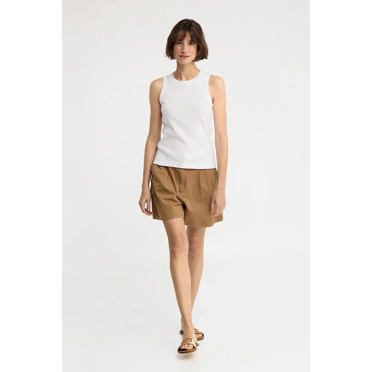 Canotta bianca a coste con logo Polo Club