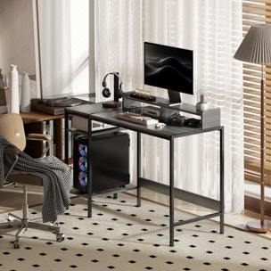 Escritorio Moderno Mesa de Escritorio con Estantes Laterales Soporte para Monitor Ajustable y Estructura Móvil Mesa de Ordenador para Oficina Estudio 120x48x85,5 cm Gris Carbón