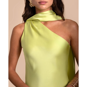 Vestido midi asimétrico con lazada