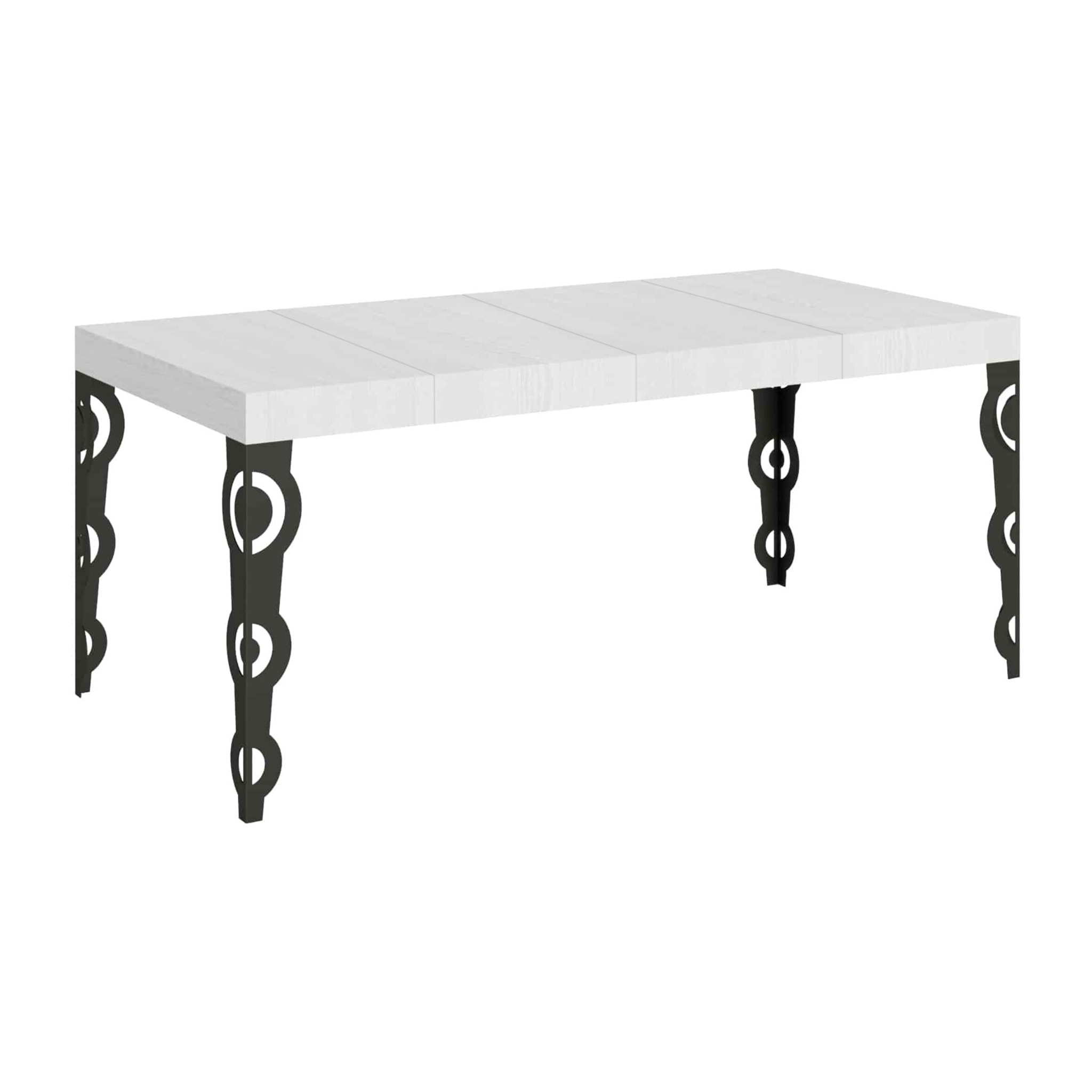 Table extensible 90x90/246 cm Karamay Premium Frêne Blanc cadre Anthracite