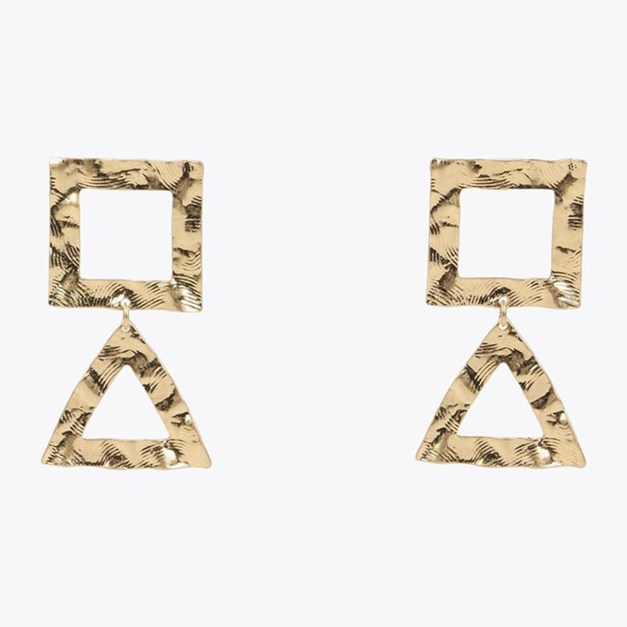 Orecchini dorati con figure geometriche