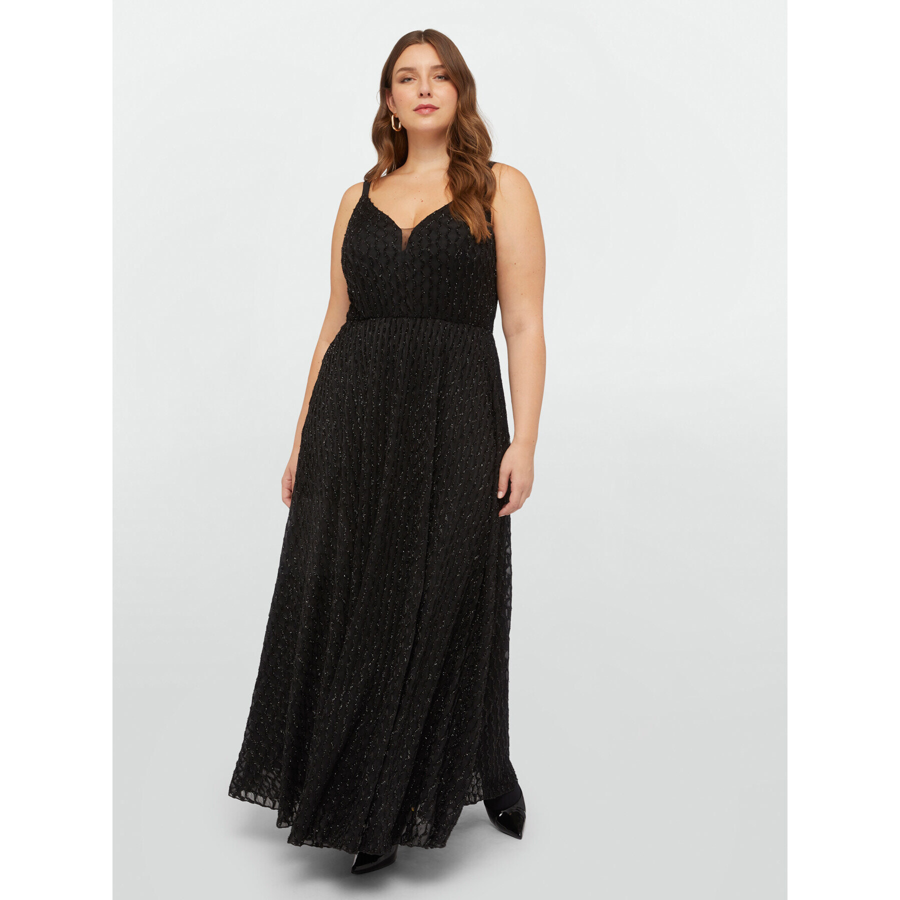 Fiorella Rubino - Vestido largo elaborado con dévoré lurex - Negro