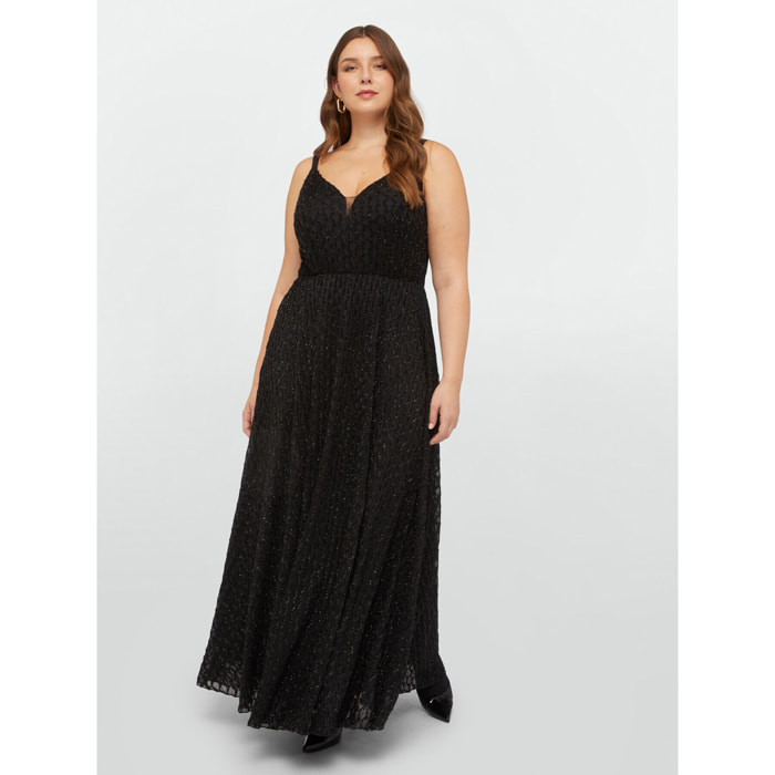 Fiorella Rubino - Vestido largo elaborado con dévoré lurex - Negro