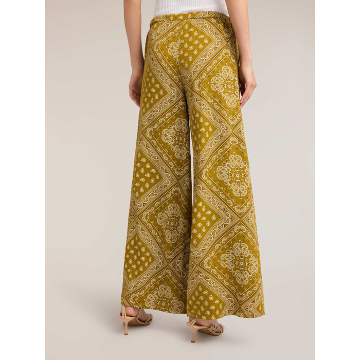Motivi - Pantaloni palazzo in twill misto lyocell - Verde militare