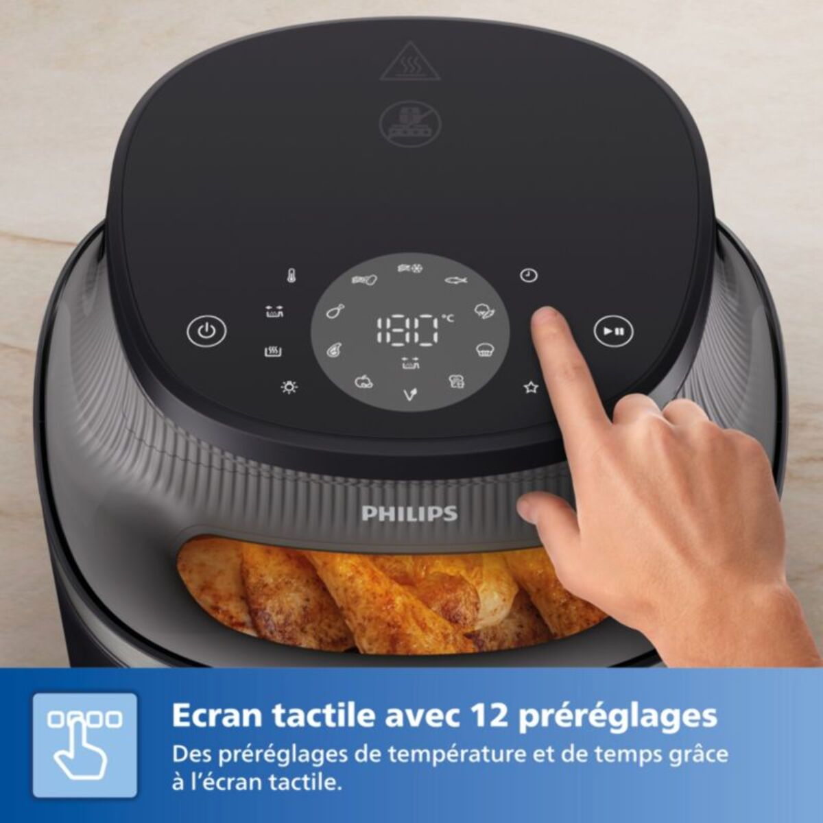 Airfryer PHILIPS NA332/00 Friteuse sans huile avec fenêtre de cuisson Noir/Doré, Série 3000 6.2L