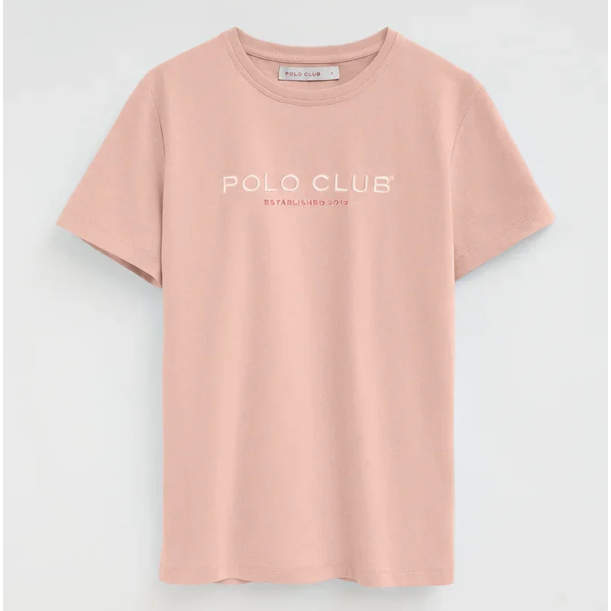Maglietta rosa pallido a maniche corte con ricamo Established 2012 Polo Club