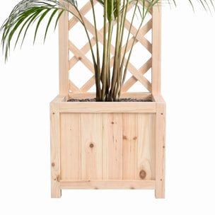 Rosy - Fioriera da Esterno con Grigliato 35x120x30 cm per Piante Rampicanti in Legno di Cedro Impregnato Natural Oak