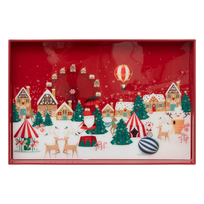 Plateau imprimé rouge 46x30cm