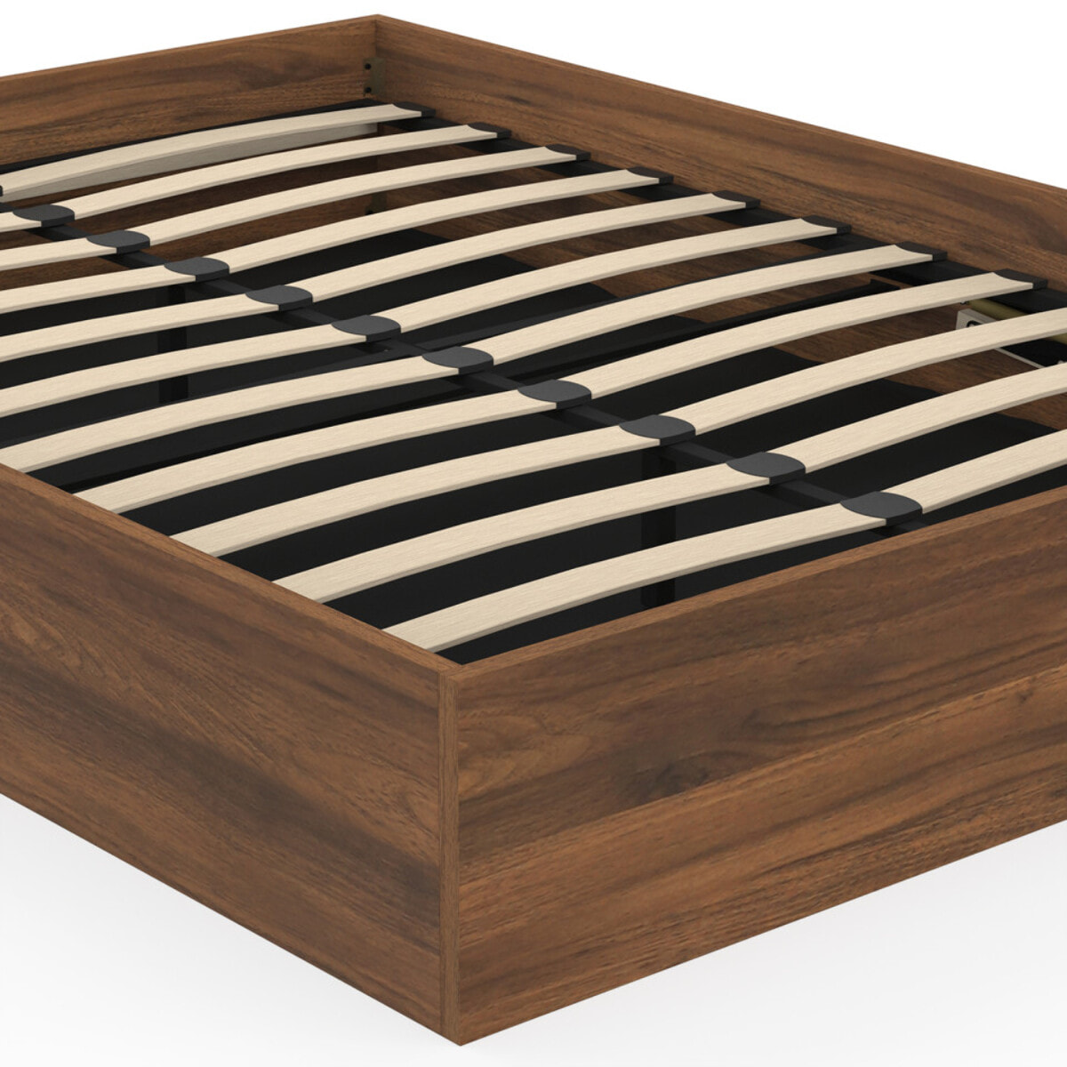 Lit coffre Malta 140x190cm effet bois noyer