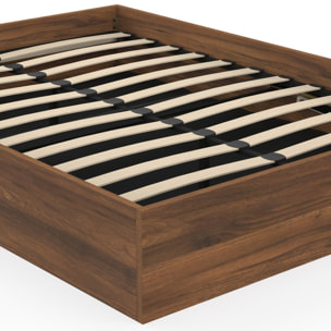 Lit coffre Malta 140x190cm effet bois noyer