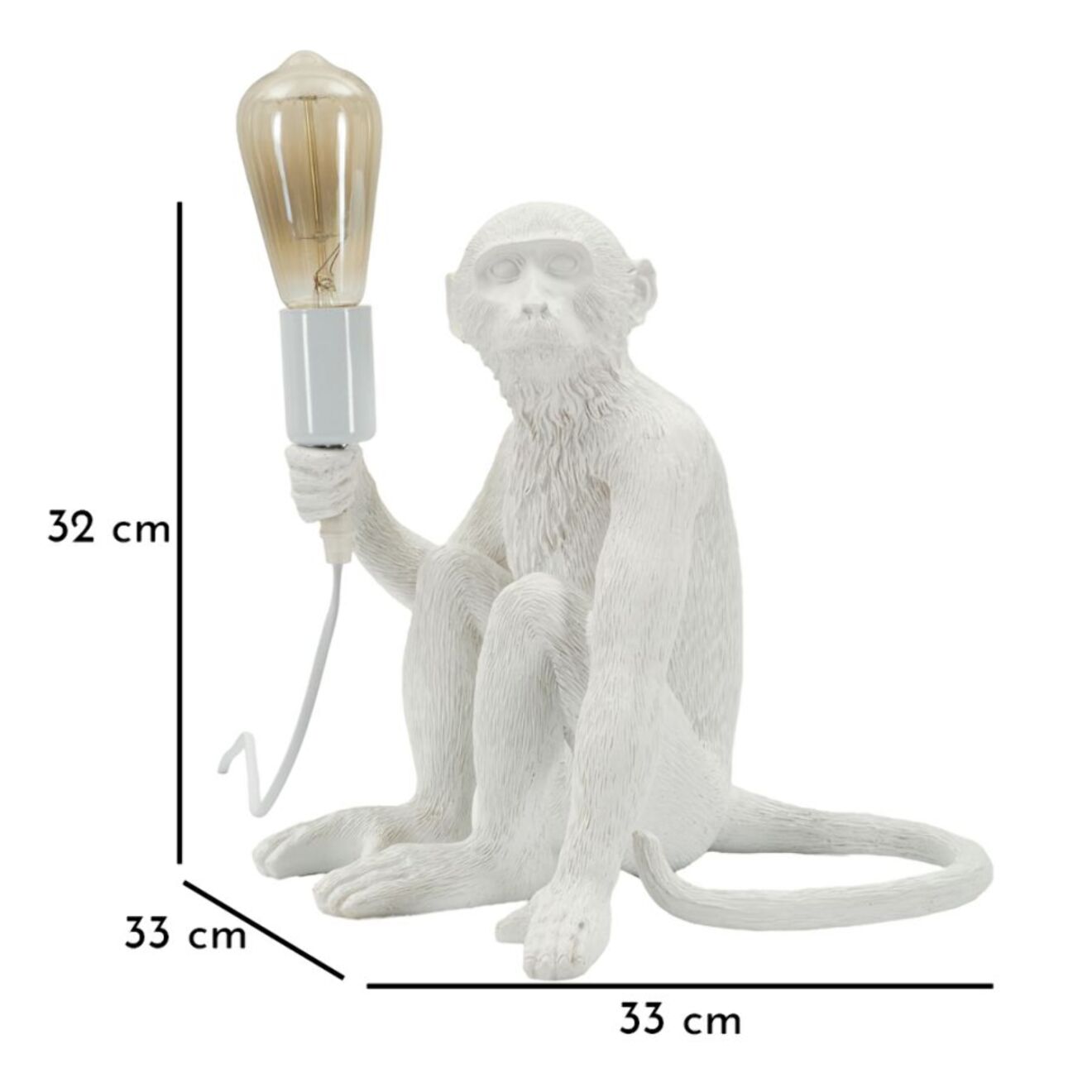 LAMPADA DA TAVOLO MONKEY SEDUTA BIANCA CM 33X33X32